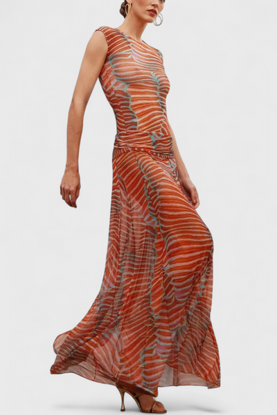 Silvina™ | Ensemble Tailleur en Maille avec Imprimé Vague