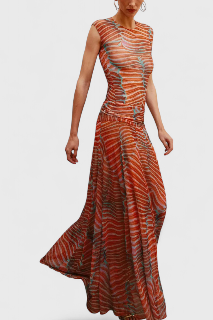 Silvina™ | Ensemble Tailleur en Maille avec Imprimé Vague
