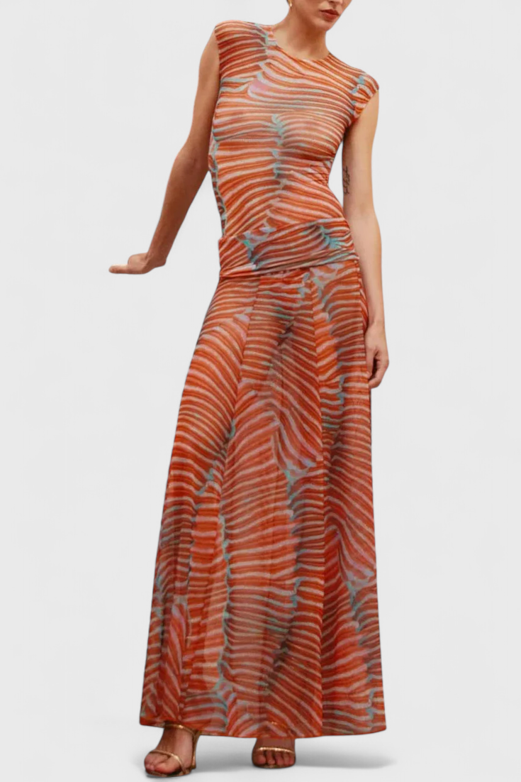 Silvina™ | Ensemble Tailleur en Maille avec Imprimé Vague