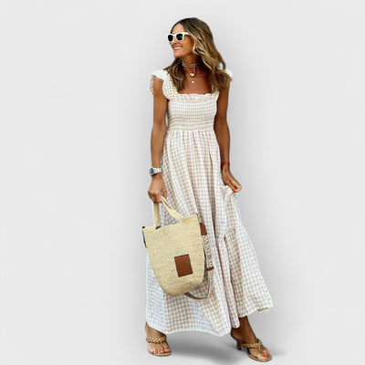 Sophie™ | Robe Longue à Volants et Motif Vichy