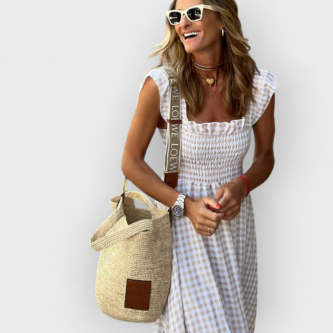 Sophie™ | Robe Longue à Volants et Motif Vichy