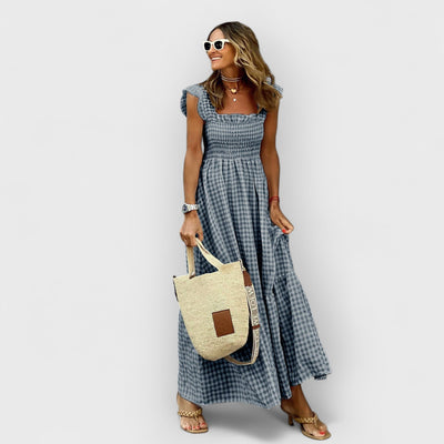 Sophie™ | Robe Longue à Volants et Motif Vichy