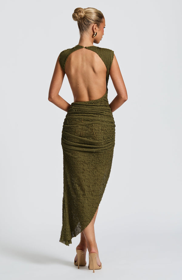Soraya™ | Robe Midi Asymétrique Texturée