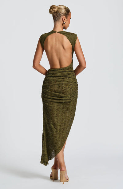 Soraya™ | Robe Midi Asymétrique Texturée
