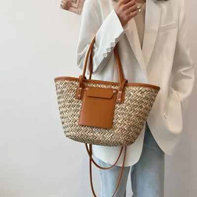 Adélise™ | Sac Paille & Cuir