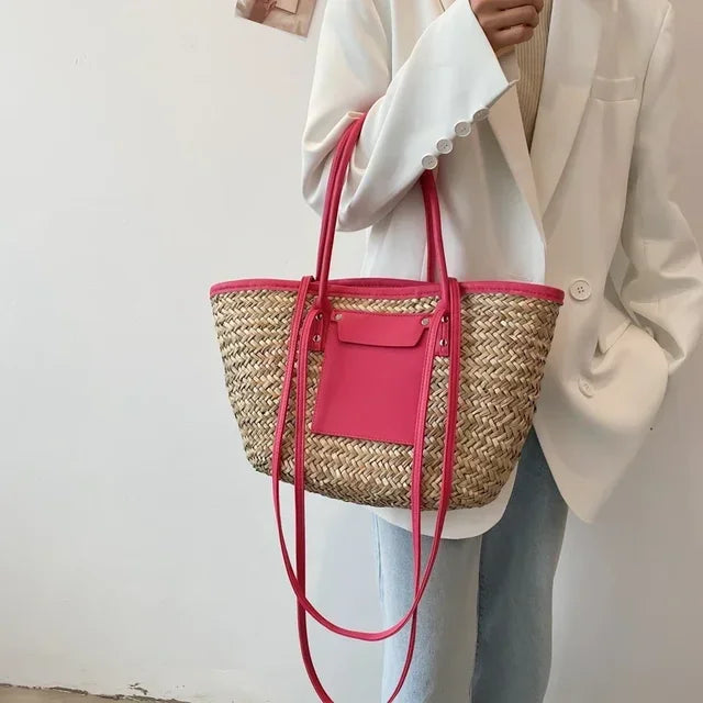 Adélise™ | Sac Paille & Cuir