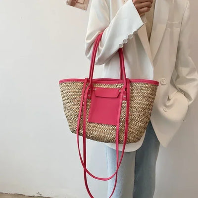 Adélise™ | Sac Paille & Cuir