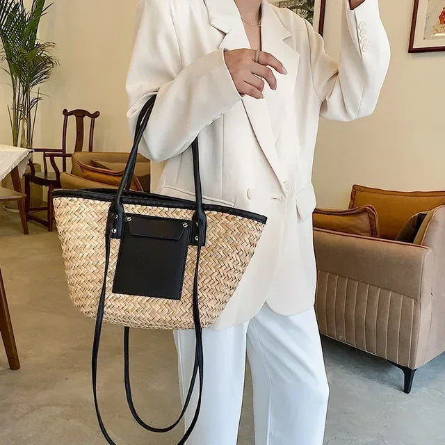 Adélise™ | Sac Paille & Cuir
