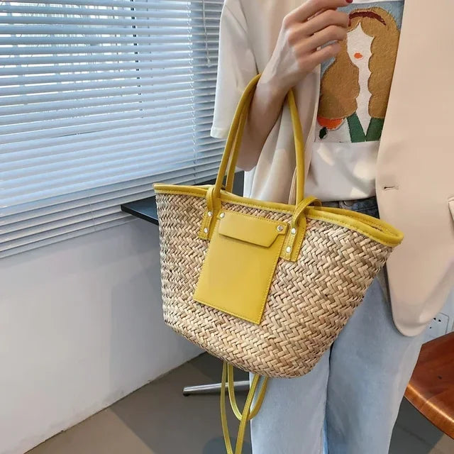 Adélise™ | Sac Paille & Cuir