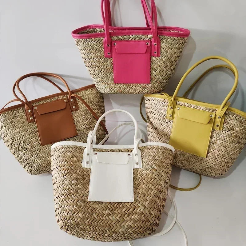 Adélise™ | Sac Paille & Cuir