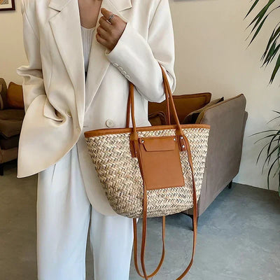 Adélise™ | Sac Paille & Cuir