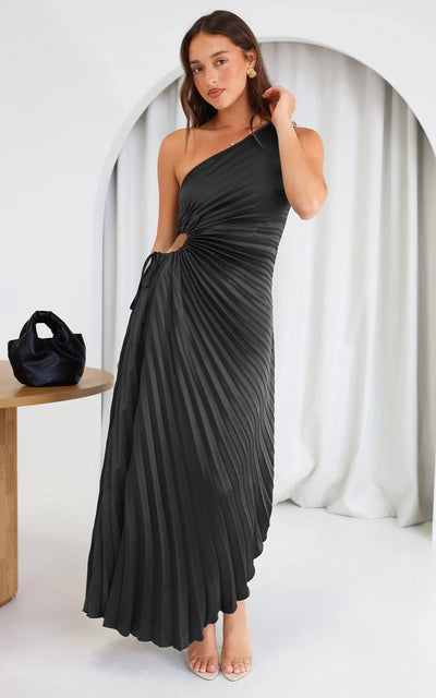 Sylviana™ | Robe Midi Femme Chic Plissée à Une Épaule