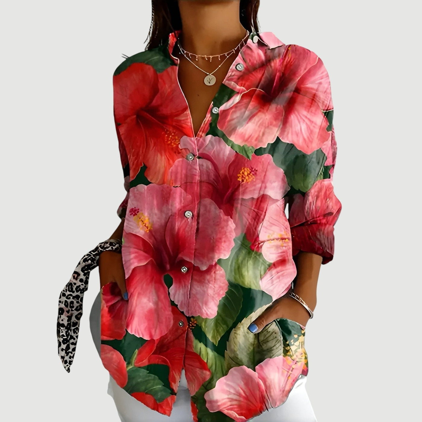 Thea™ | Chemisier Femme Chic à Motif Géométrique.