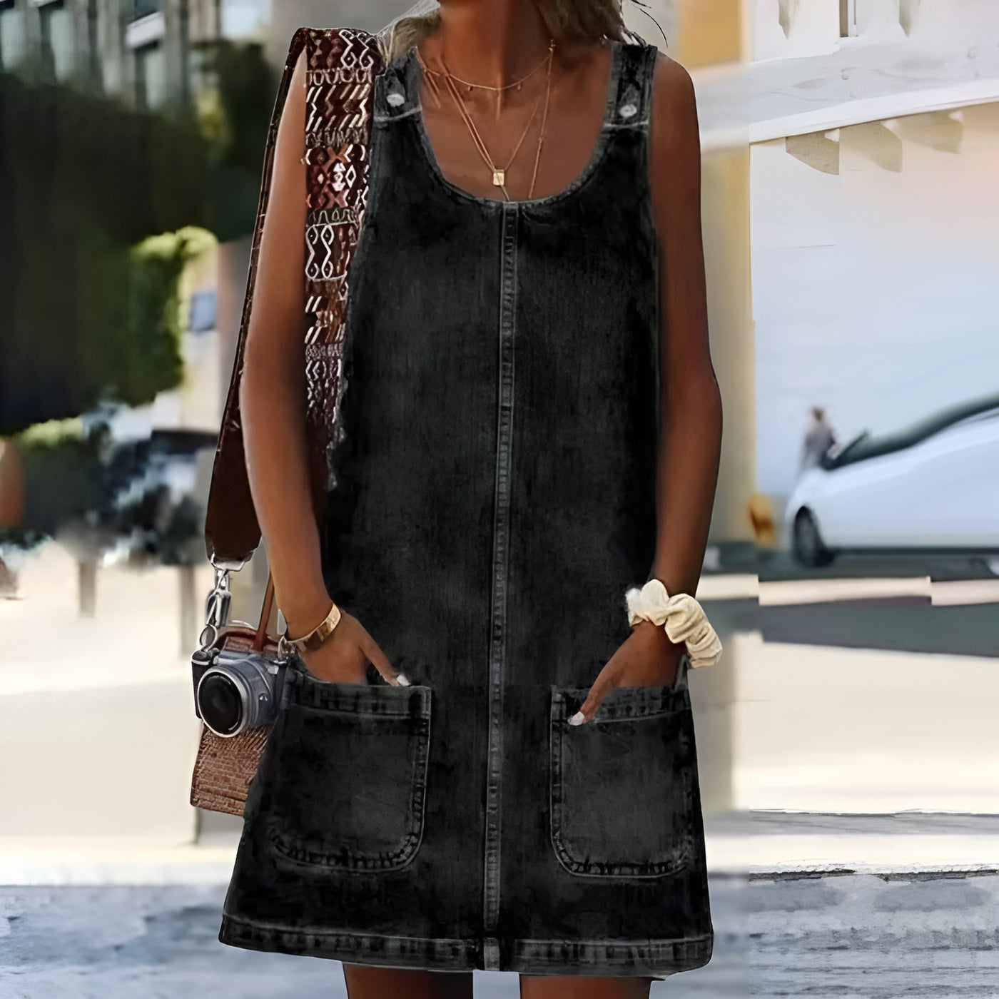 Maëlys™ | Robe Mini en Jean Sans Manches