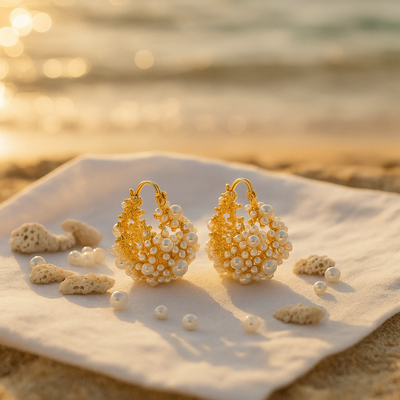 Zahara™ | Boucles D'oreilles Pendantes En Perles Dorées