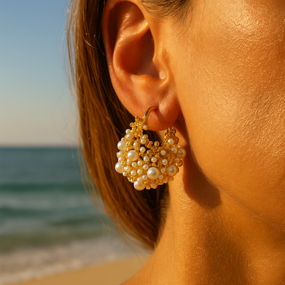 Zahara™ | Boucles D'oreilles Pendantes En Perles Dorées