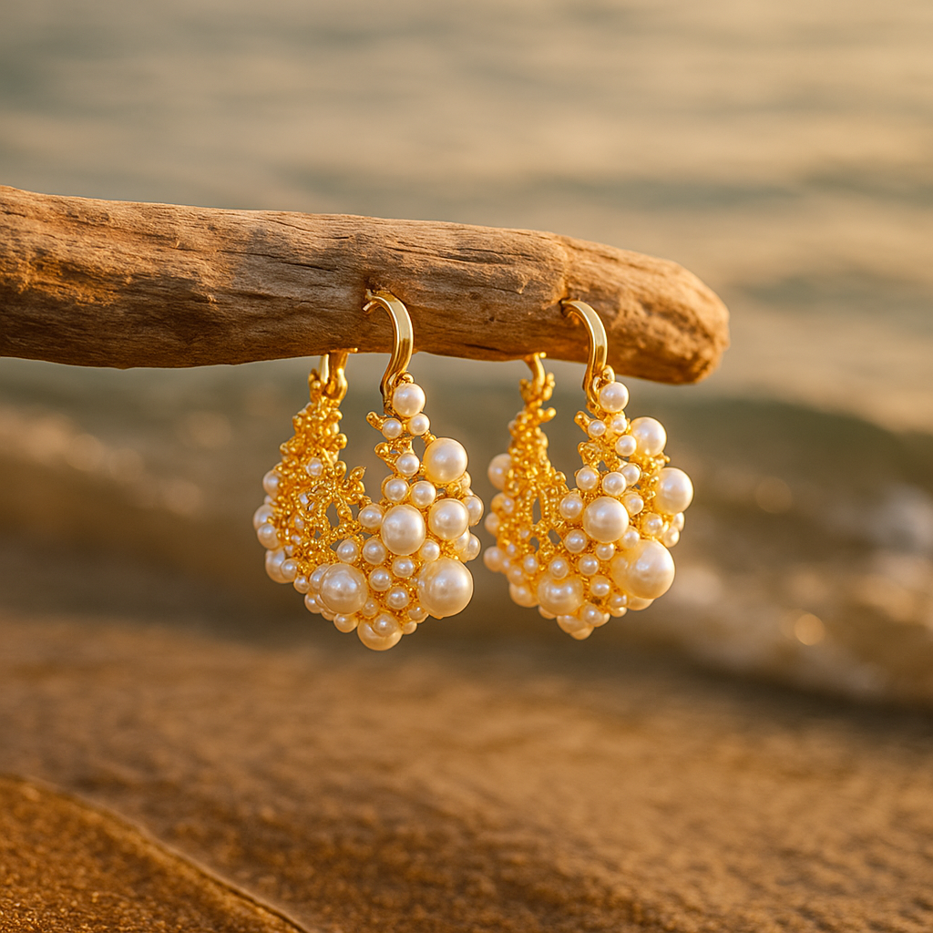 Zahara™ | Boucles D'oreilles Pendantes En Perles Dorées