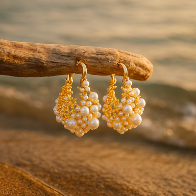 Zahara™ | Boucles D'oreilles Pendantes En Perles Dorées