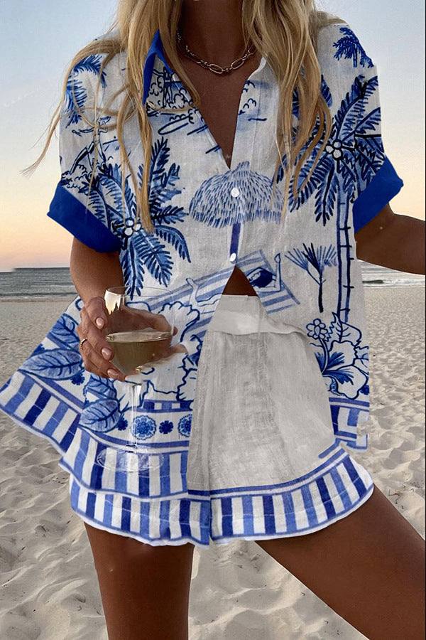 Zanika™ | Ensemble Femme Tropical à Imprimé de Palmiers