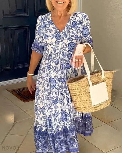 Aria™ | Robe Longue Fleurie à Col V