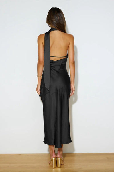 Chloe™ | Robe Midi en Soie de Luxe avec Col Américain