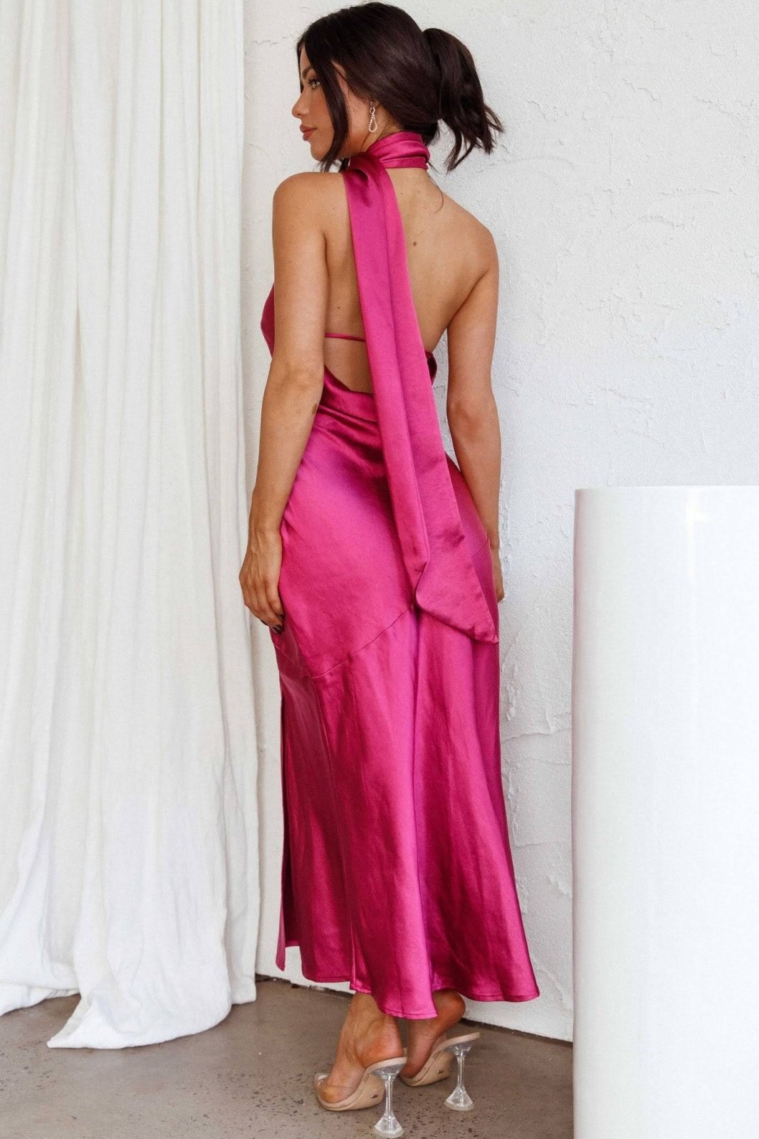 Chloe™ | Robe Midi en Soie de Luxe avec Col Américain