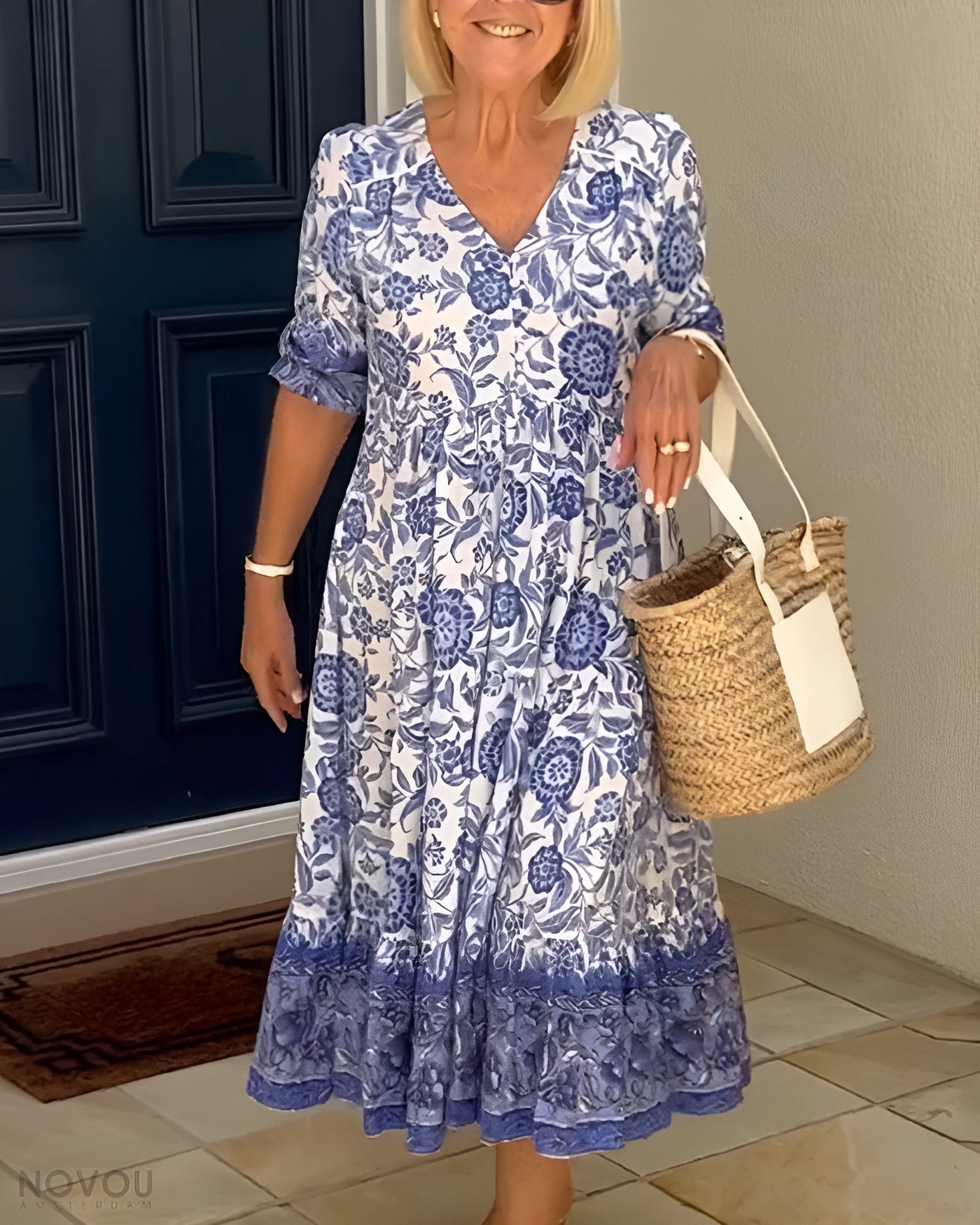Aria™ | Robe Longue Fleurie à Col V