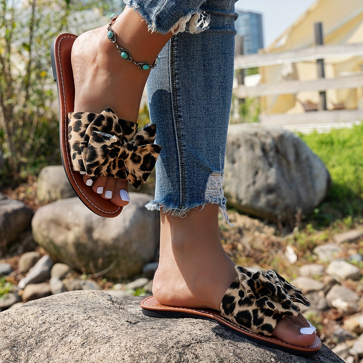 Loana™ | Sandales Nœud Léopard