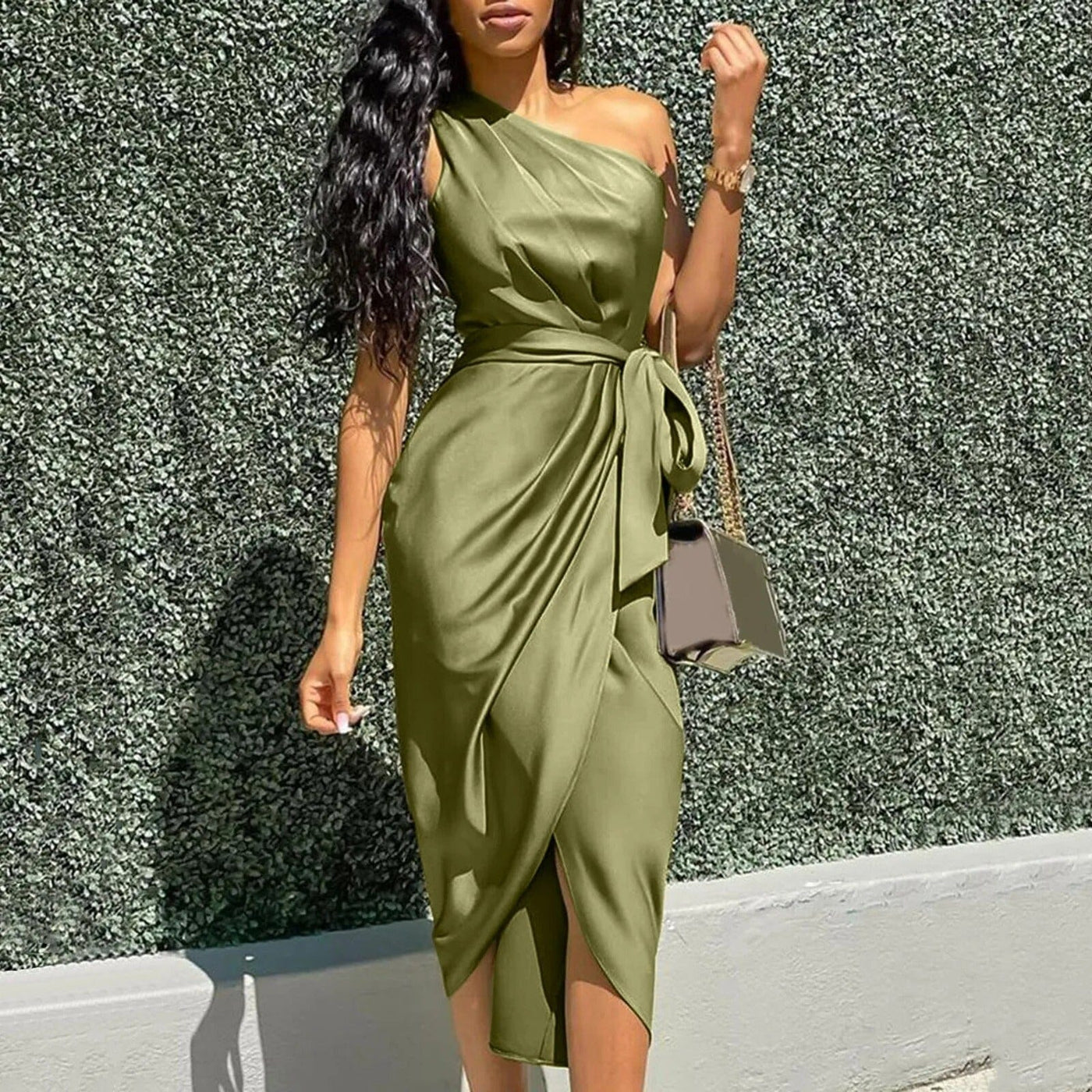 Eve™ | Robe Maxi Asymétrique en Soie avec Volants