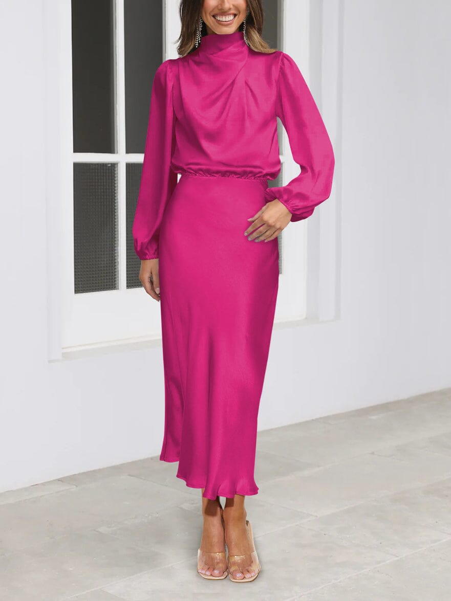 Evelyn™ | Élégante Robe en Soie à Manches Longues