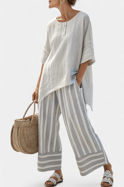 Floriane™ | Ensemble Asymétrique Rayé