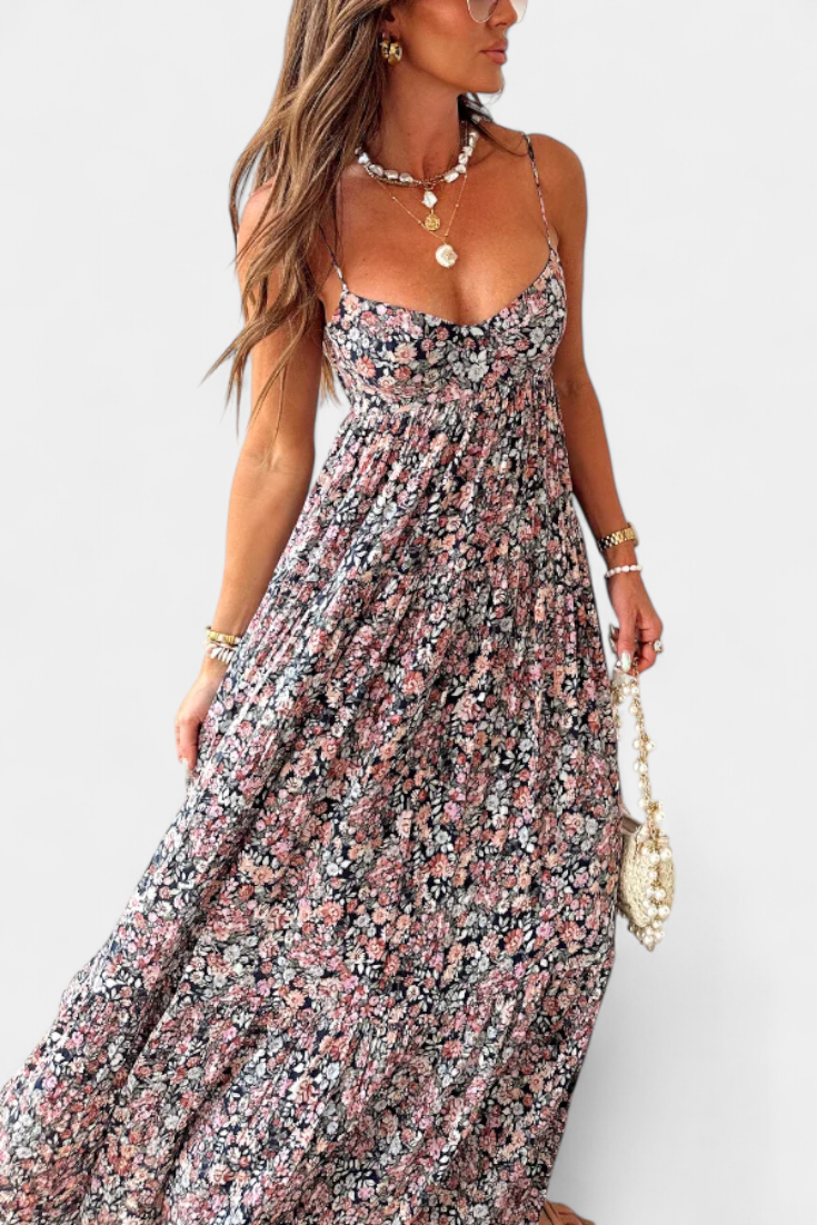 Reyna™ | Robe Longue Fleurie Dos Nu