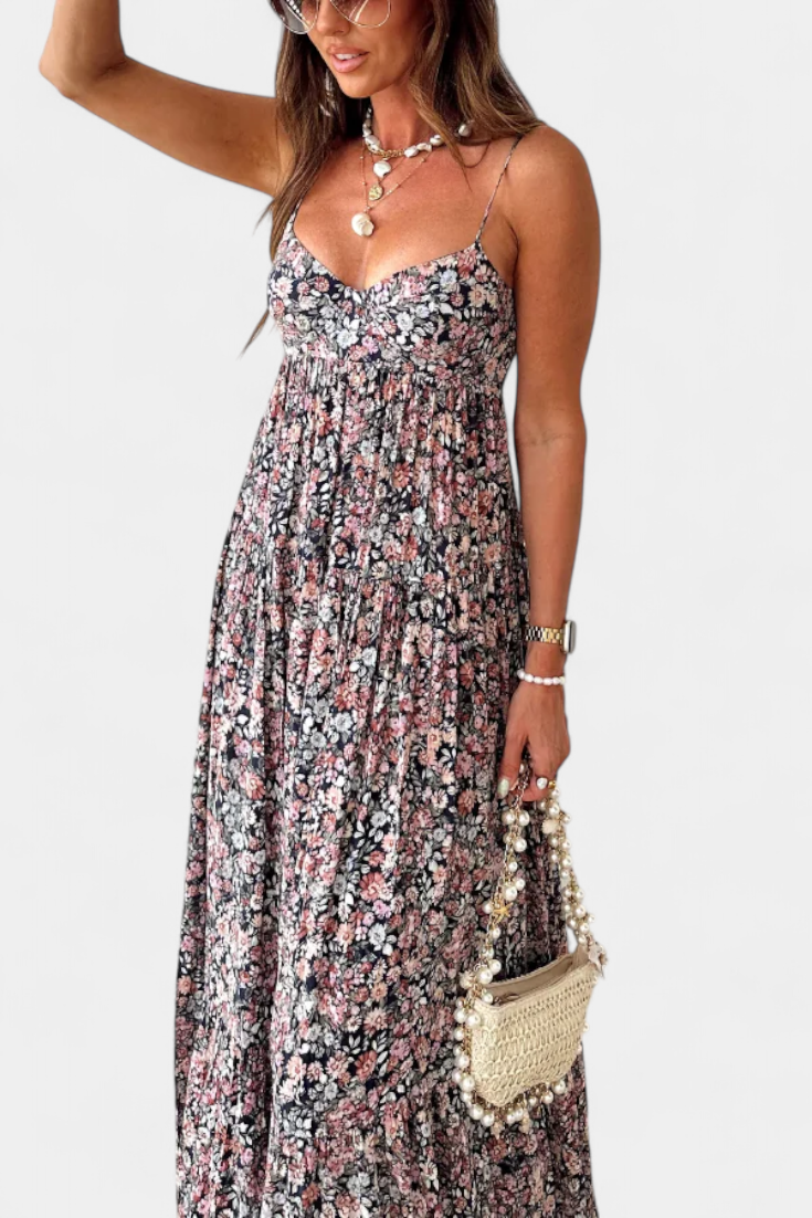 Reyna™ | Robe Longue Fleurie Dos Nu