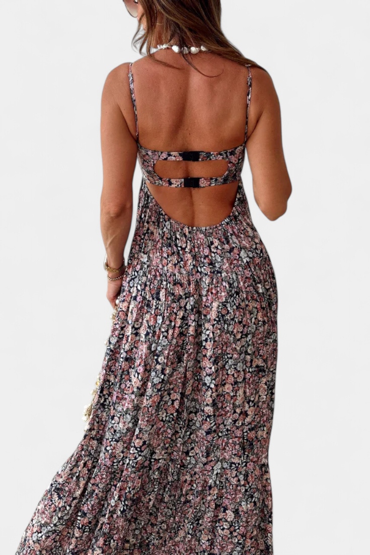 Reyna™ | Robe Longue Fleurie Dos Nu