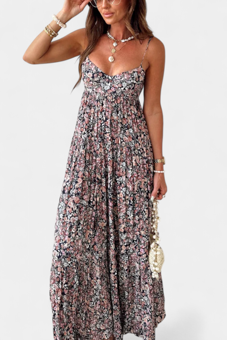 Reyna™ | Robe Longue Fleurie Dos Nu