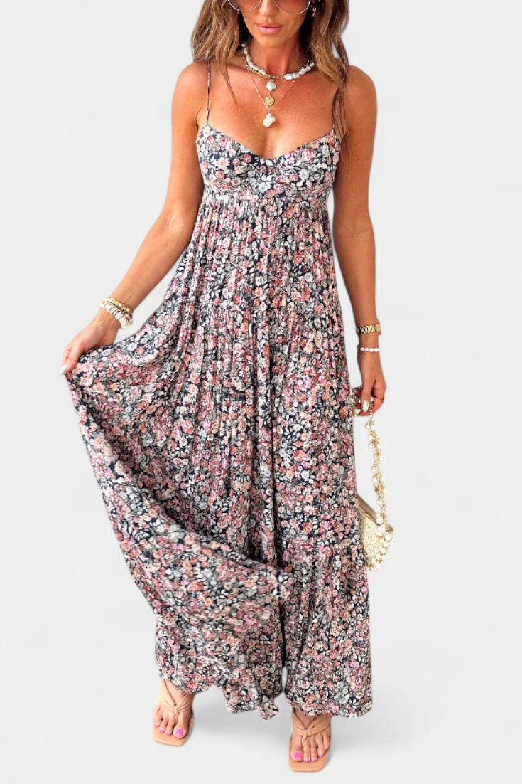 Reyna™ | Robe Longue Fleurie Dos Nu