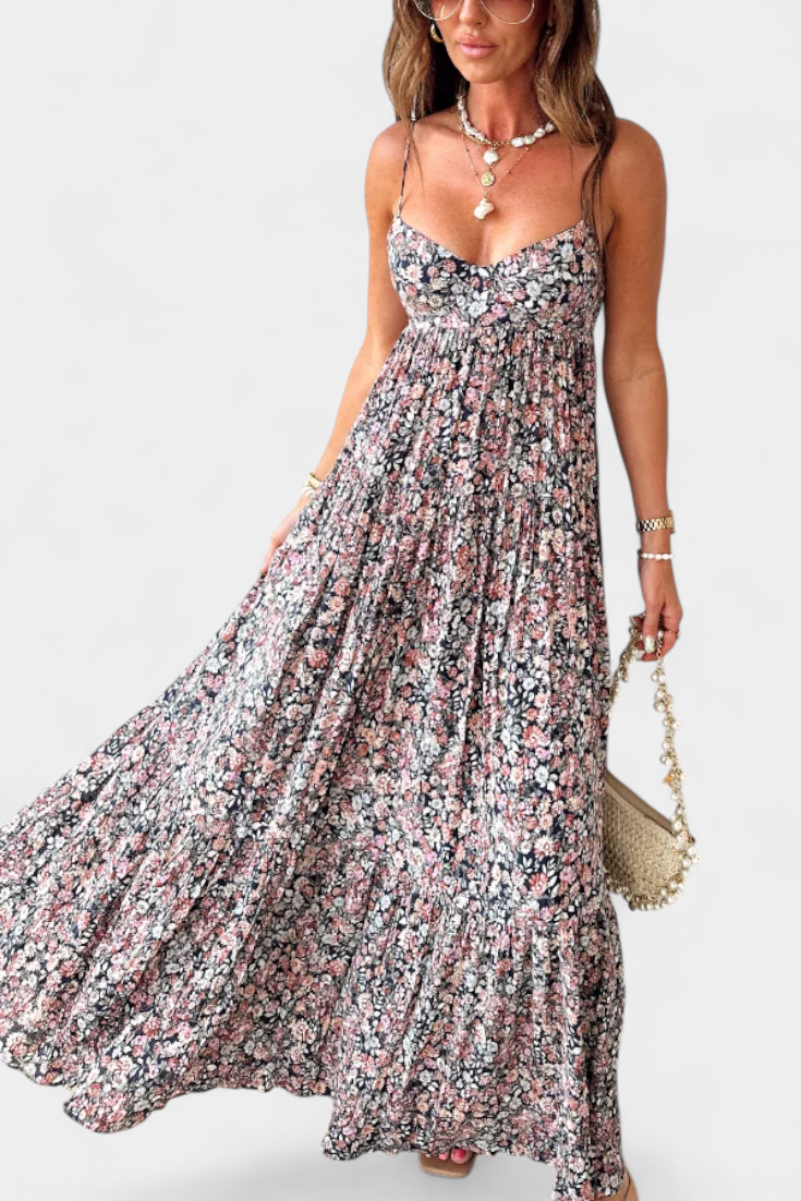 Reyna™ | Robe Longue Fleurie Dos Nu