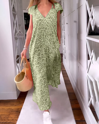 Véronique™ | Robe Longue Imprimée à Col V