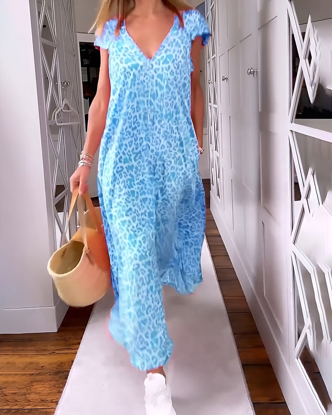 Véronique™ | Robe Longue Imprimée à Col V
