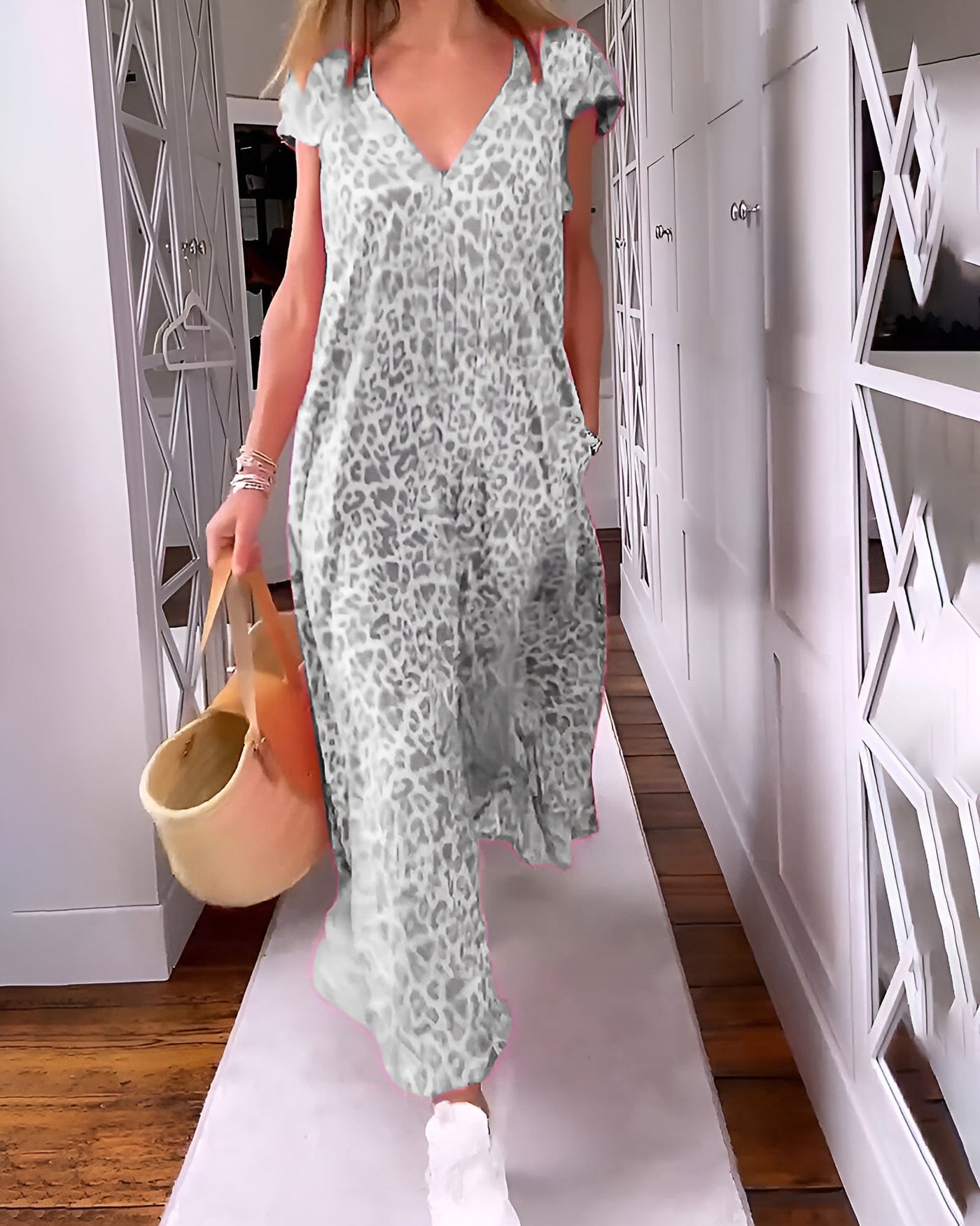 Véronique™ | Robe Longue Imprimée à Col V