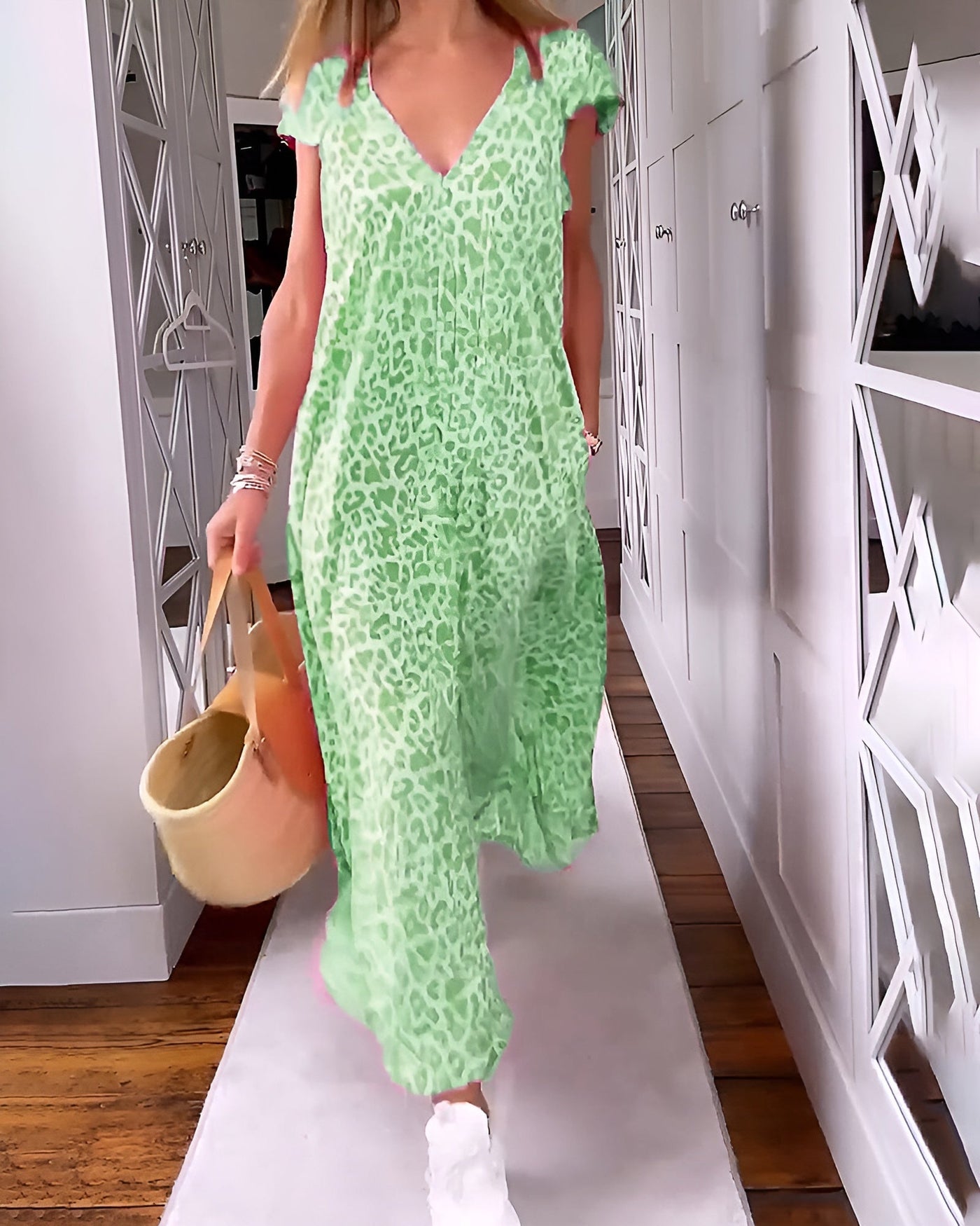 Véronique™ | Robe Longue Imprimée à Col V
