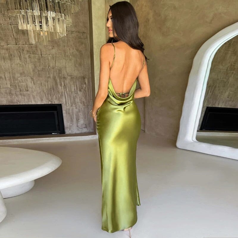 Lily™ | Robe Maxi en Satin avec Fines Bretelles