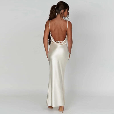 Lily™ | Robe Maxi en Satin avec Fines Bretelles