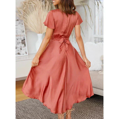 Rosella™ | Robe Midi Élégante avec Manches Flutter