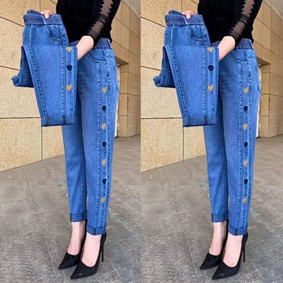 Soraya™ - Jeans hautement élastiques pour femmes avec broderie de motif cœur