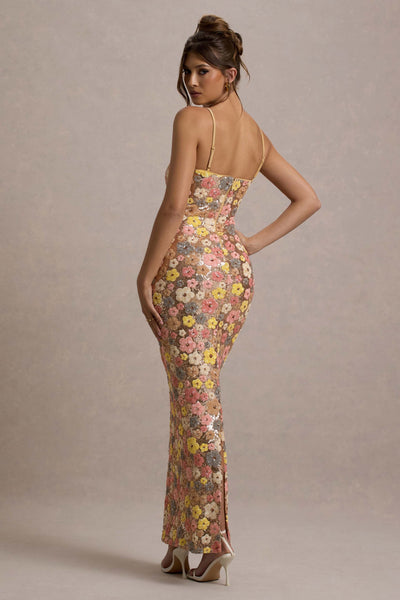 Selviana™ | Robe Longue à Sequins Floraux