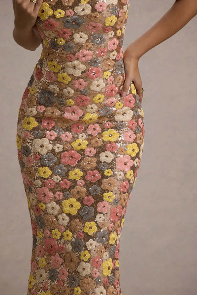 Selviana™ | Robe Longue à Sequins Floraux