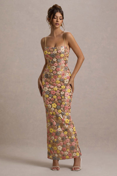 Selviana™ | Robe Longue à Sequins Floraux