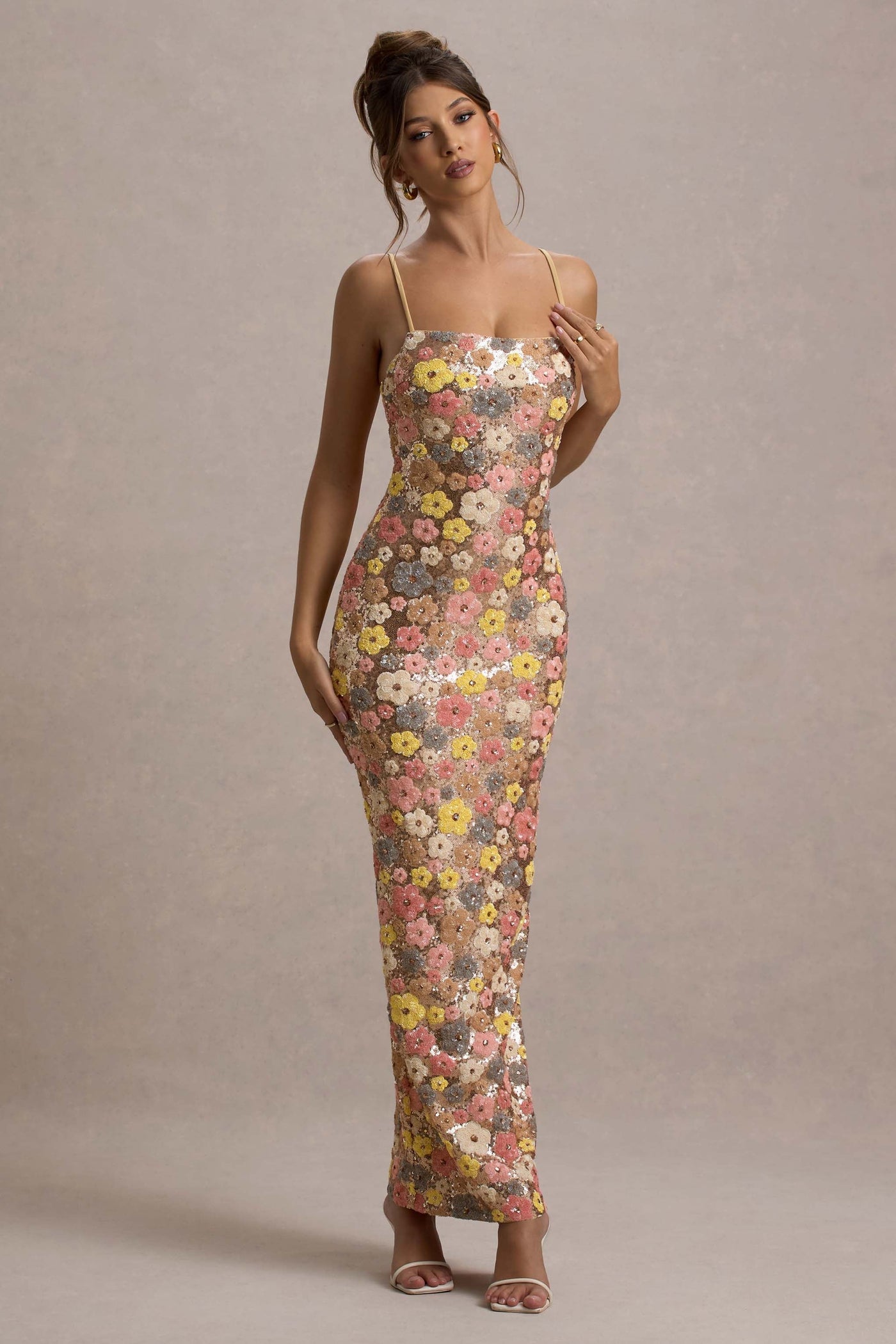 Selviana™ | Robe Longue à Sequins Floraux